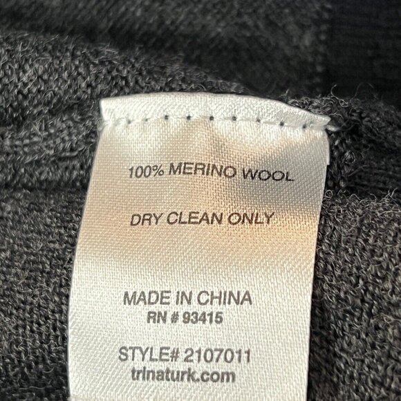 Trina Turk Striped Gray Cardigan Sweater Size M Medium Merino Wool - Picture 5 of 7